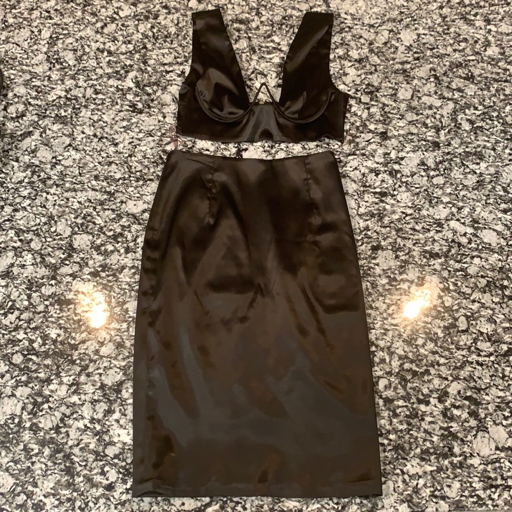 Black Satin Oh Polly 2 Peice